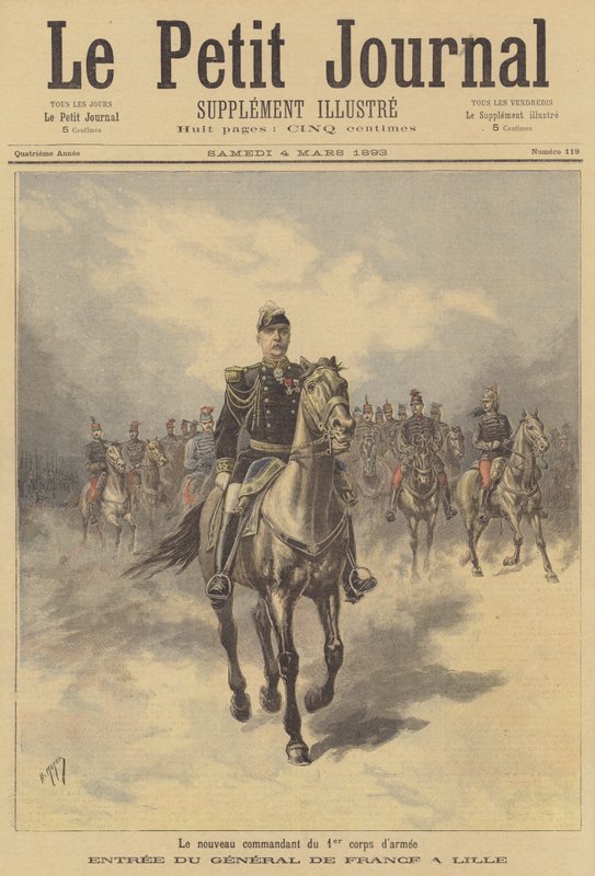 de France tábornok, a francia hadsereg 1. hadtestének új parancsnoka, belép Lille-be alkotó: after Henri Meyer