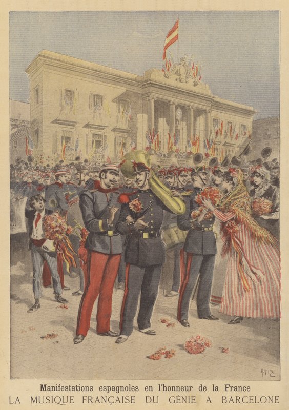 A Franciaország iránti barátság népszerű demonstrációi Spanyolországban alkotó: after Henri Meyer
