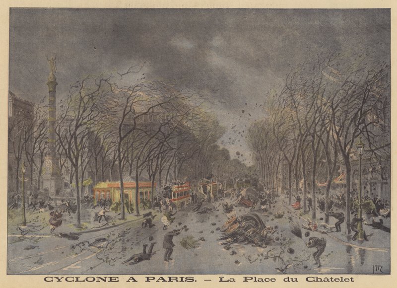 Viharkár a Place du Chatelet-ben, Párizsban alkotó: after Henri Meyer