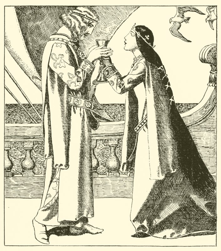Belle Iseult és Sir Tristram itta a szerelmi szárazságot alkotó: after Howard Pyle