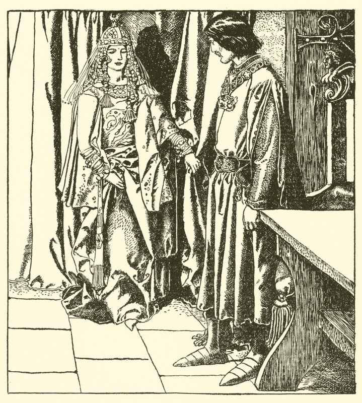 Morgana királynő megjelenik Sir Launcelotnak alkotó: after Howard Pyle