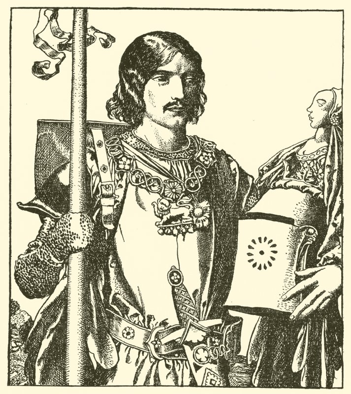 Sir Launcelot a tóból alkotó: after Howard Pyle