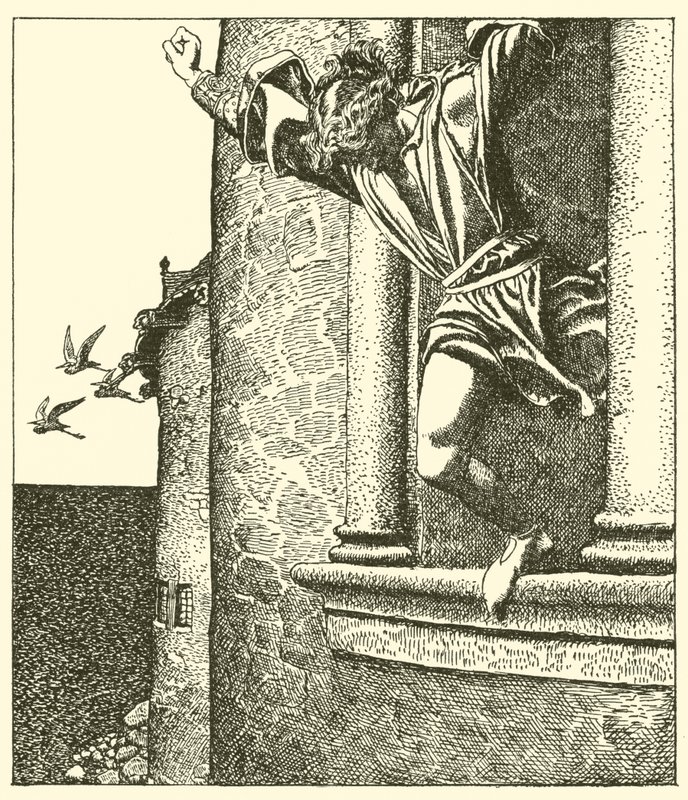 Sir Tristram beugrik a tengerbe alkotó: after Howard Pyle