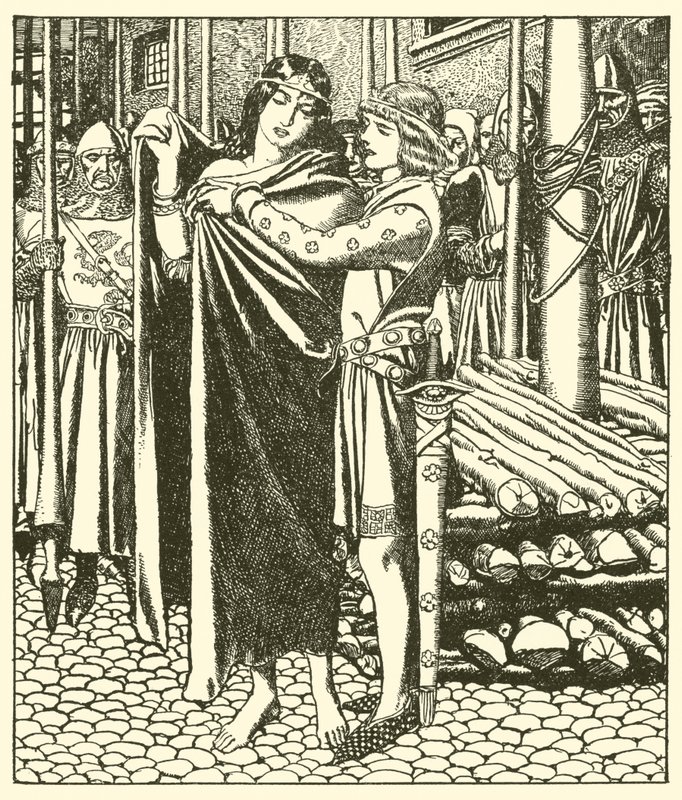 Tristram segíti Lady Moeyát alkotó: after Howard Pyle