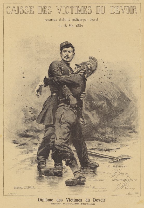 A kötelesség áldozatainak oklevele alkotó: after Jean Baptiste Edouard Detaille