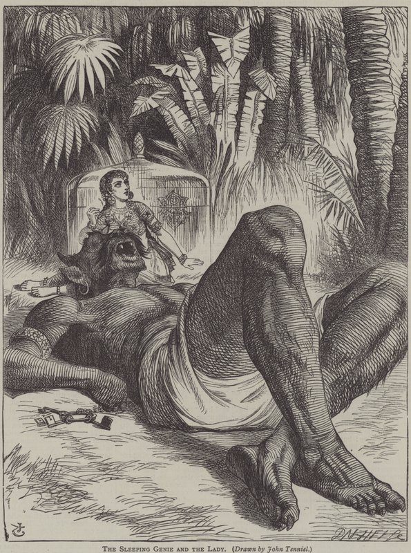 Az alvó dzsinn és a hölgy alkotó: after John Tenniel