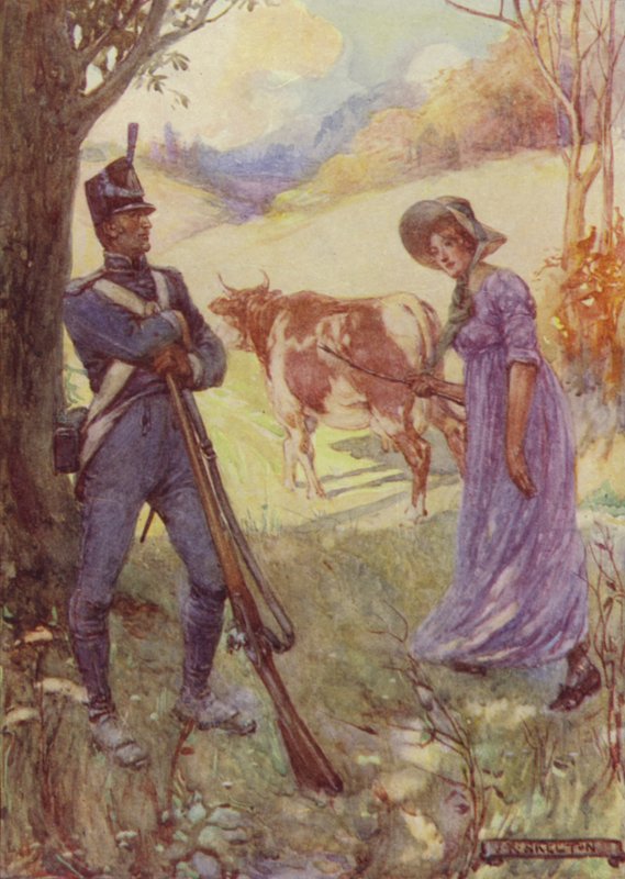 Laura Secord egy tehenet hajtott maga előtt, és átment az amerikai őrszemeken alkotó: after Joseph Ratcliffe Skelton