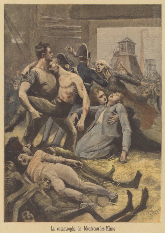 Szénbányászati katasztrófa Montceau-les-Mines-ban alkotó: after Lionel Royer