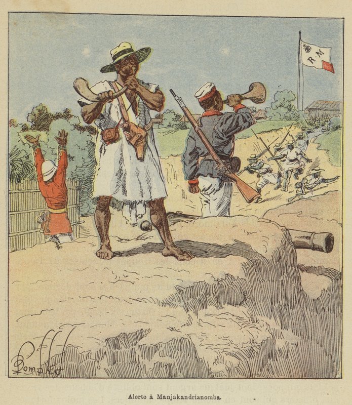 Riasztás Manjakandrianombában alkotó: after Louis Charles Bombled