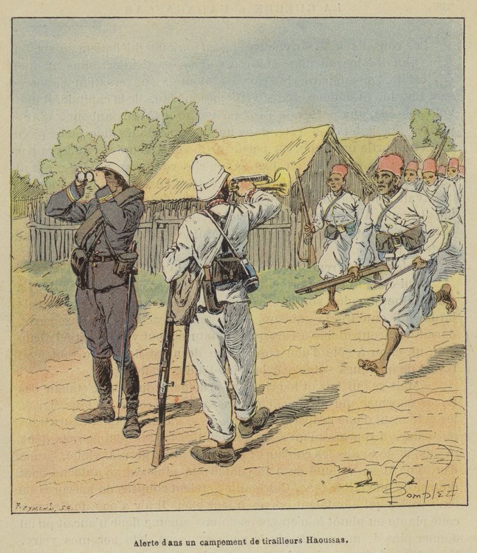 Figyelmeztetés a hausa összecsapók táborában alkotó: after Louis Charles Bombled