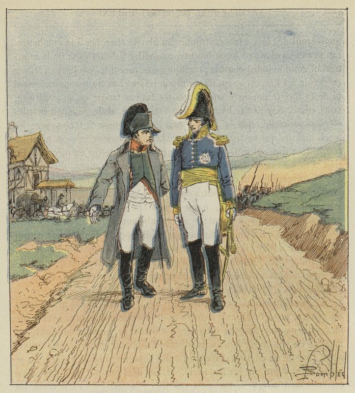 Elba szigetére tartva Napóleon találkozik Augereau-val alkotó: after Louis Charles Bombled