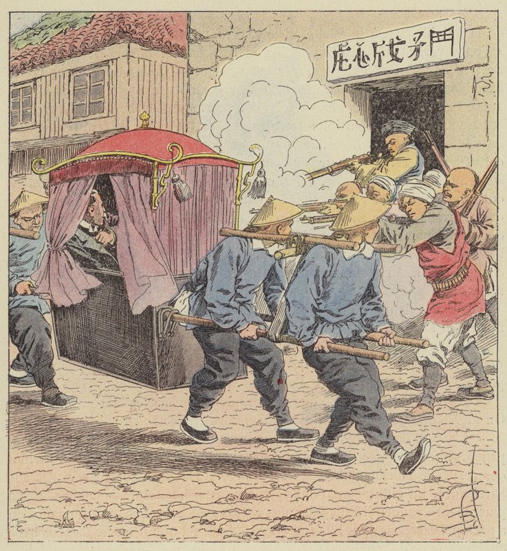 Ketteler báró, német pekingi nagykövet meggyilkolása alkotó: after Louis Charles Bombled