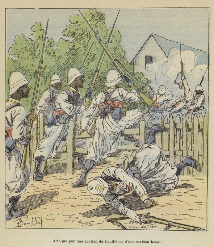 Csatárok egy része támadása a hova háza ellen alkotó: after Louis Charles Bombled
