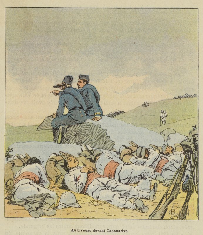 Antananarivo előtti bivaknál alkotó: after Louis Charles Bombled