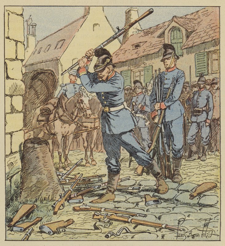 A Faubourg des Aydesben egy bajor altiszt feltöri a Chassepotokat alkotó: after Louis Charles Bombled