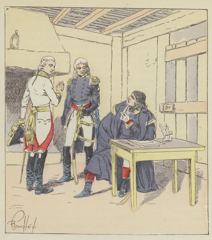Bonaparte, Serurier és Klenau a Roverbellóban alkotó: after Louis Charles Bombled