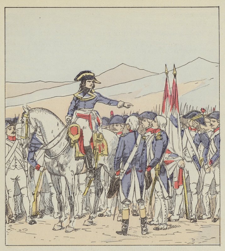 Bonaparte megfeddi a Vaubois hadosztály 85. és 39. számú csapatát a Rivoli fennsíkon alkotó: after Louis Charles Bombled