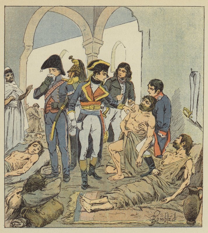 Bonaparte meglátogatja Jaffa pestis áldozatait alkotó: after Louis Charles Bombled