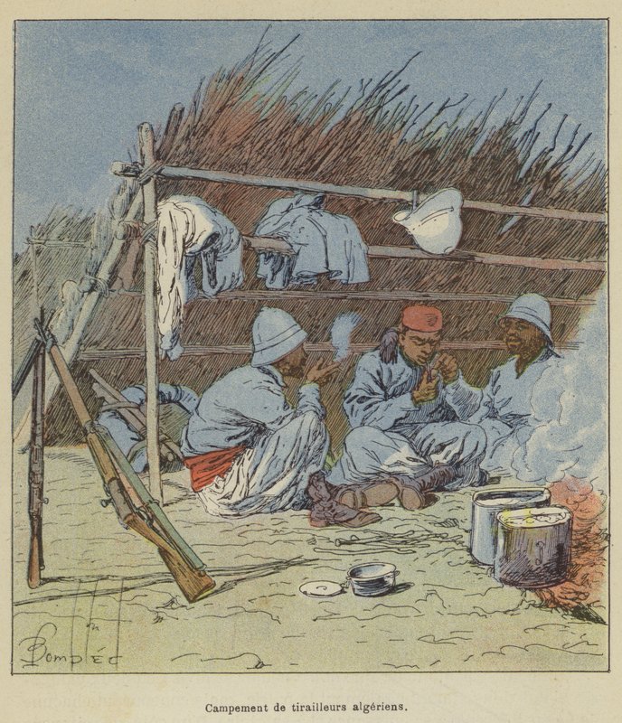 Algériai csatározók tábora alkotó: after Louis Charles Bombled