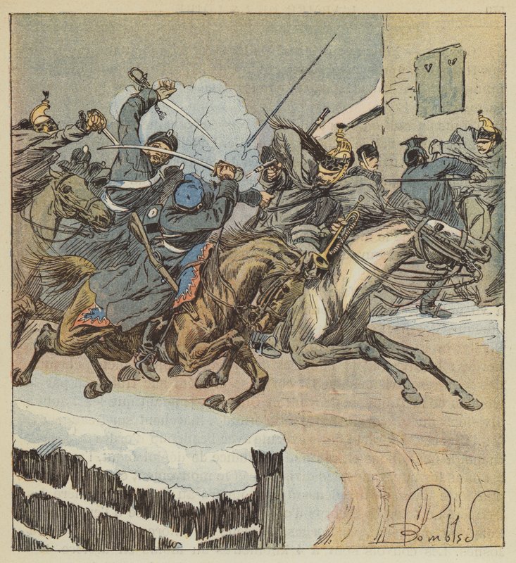 A Nouans-le-Fuzelier-i csatában Lajersie parancsnok megöli a poseni huszárezred őrnagyát alkotó: after Louis Charles Bombled