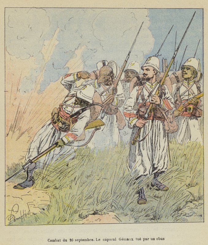 A szeptember 26-i harcban Gemaux tizedest egy lövedék ölte meg alkotó: after Louis Charles Bombled