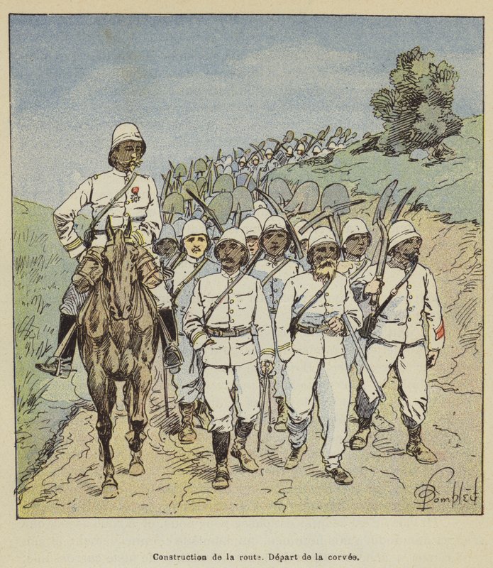 Útépítés, a munka megkezdése alkotó: after Louis Charles Bombled