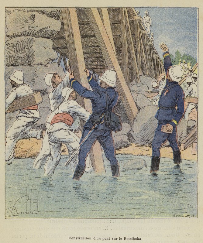 Híd építése a Betsibokán alkotó: after Louis Charles Bombled