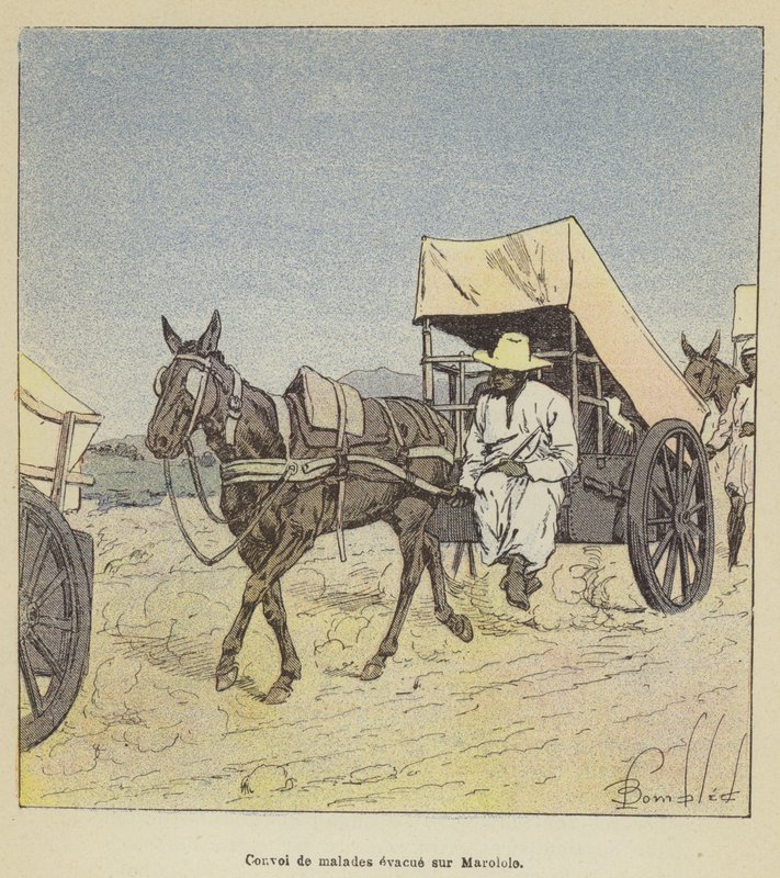 Beteg emberek konvoját evakuálták Marololóba alkotó: after Louis Charles Bombled