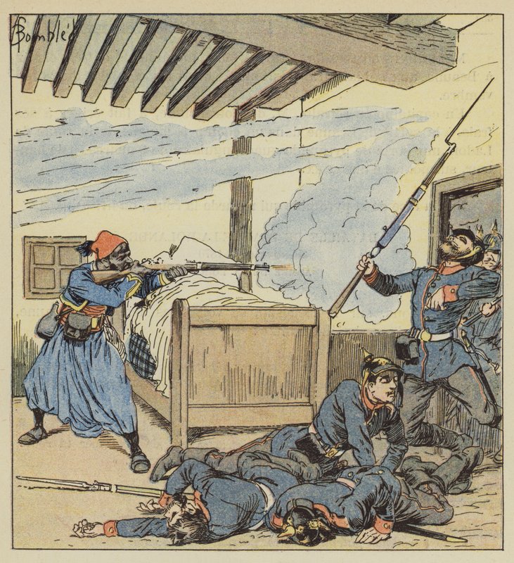 Ali-ben-Kacem hősies védelme alkotó: after Louis Charles Bombled