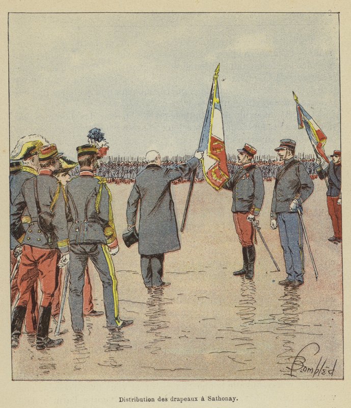 Zászlók elosztása Sathonayban alkotó: after Louis Charles Bombled