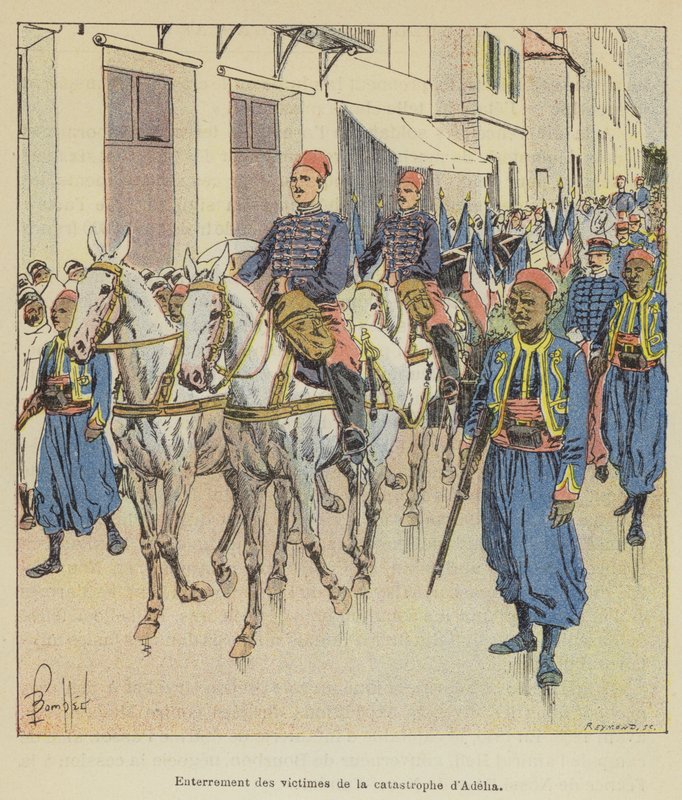 Az Adelia katasztrófa áldozatainak temetése alkotó: after Louis Charles Bombled