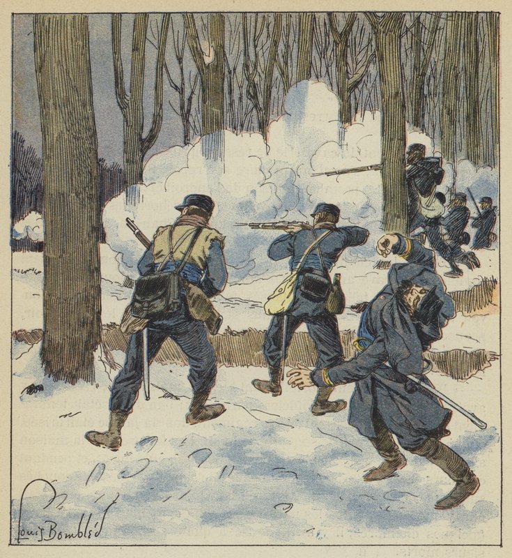 Orvlövészek harcolnak az erdőben alkotó: after Louis Charles Bombled