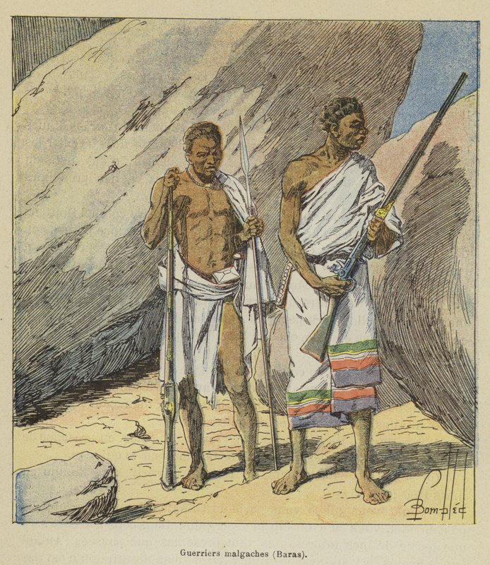 Madagaszkár harcosai, Baras alkotó: after Louis Charles Bombled