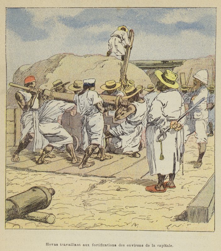 Hovas a főváros körüli erődítményeken dolgozik alkotó: after Louis Charles Bombled
