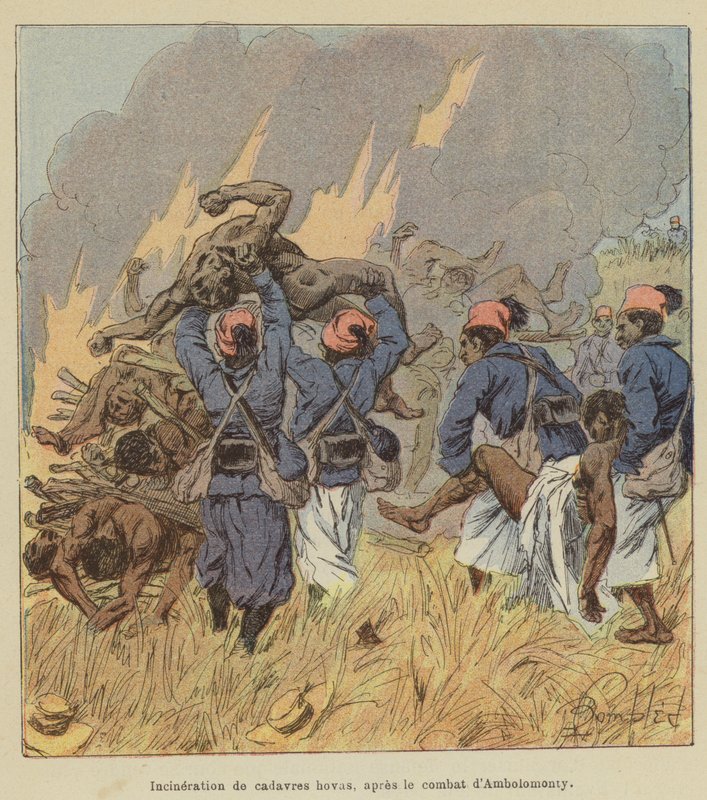 Hova holttesteinek hamvasztása az ambolomontyi csata után alkotó: after Louis Charles Bombled
