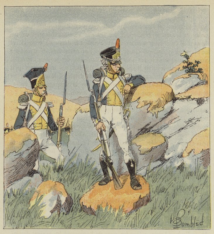 Lengyel gyalogság, Visztula-ezred, Fusilier és Grenadier alkotó: after Louis Charles Bombled