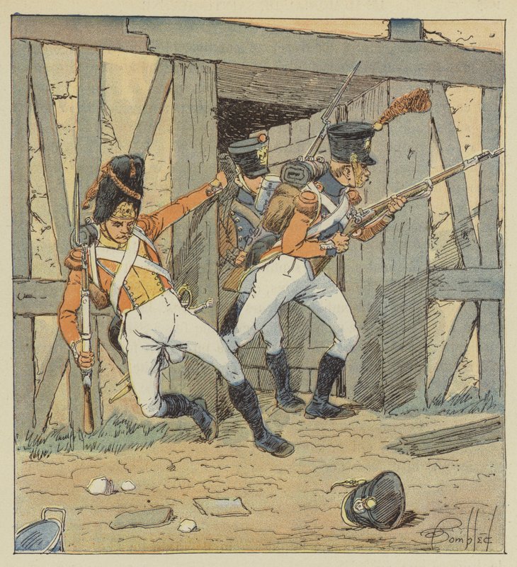 svájci gyalogság, gránátos az 1. ezredből, Fusilier a 2. és 3. ezredből alkotó: after Louis Charles Bombled
