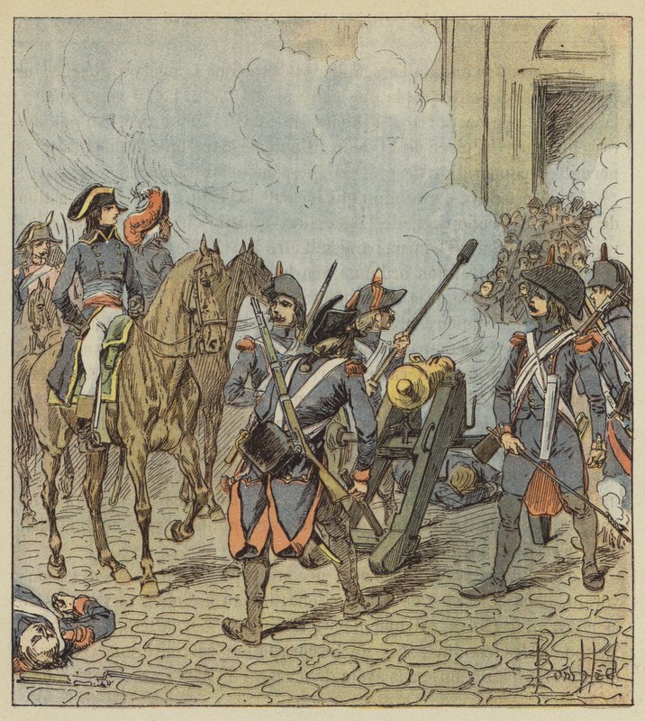13. nap Vendemiaire, Bonaparte géppuskával lőtte meg Saint-Roch egyes szakaszait alkotó: after Louis Charles Bombled