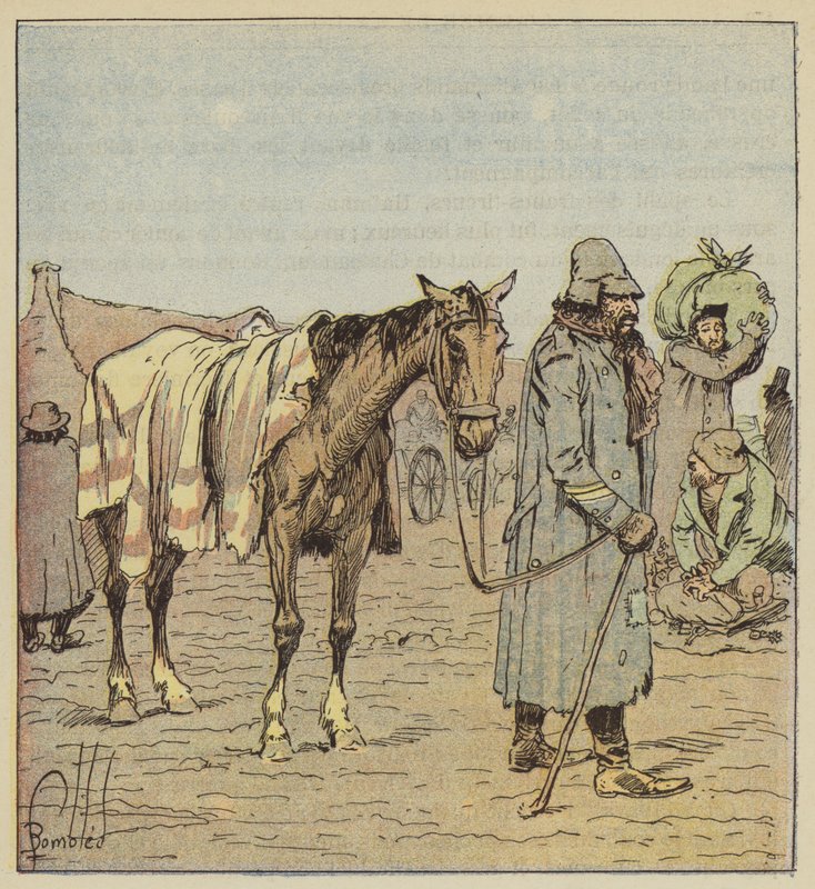 Mercanti zsidó kíséri a német hadseregeket, az életből alkotó: after Louis Charles Bombled
