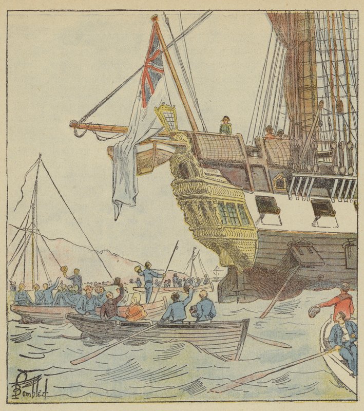 A császár Plymouthban, a Bellerophon fedélzetén alkotó: after Louis Charles Bombled