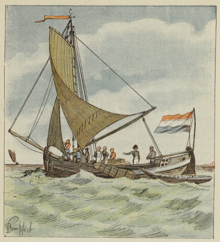 A császár egy csónakot adományoz egy holland pilótának alkotó: after Louis Charles Bombled