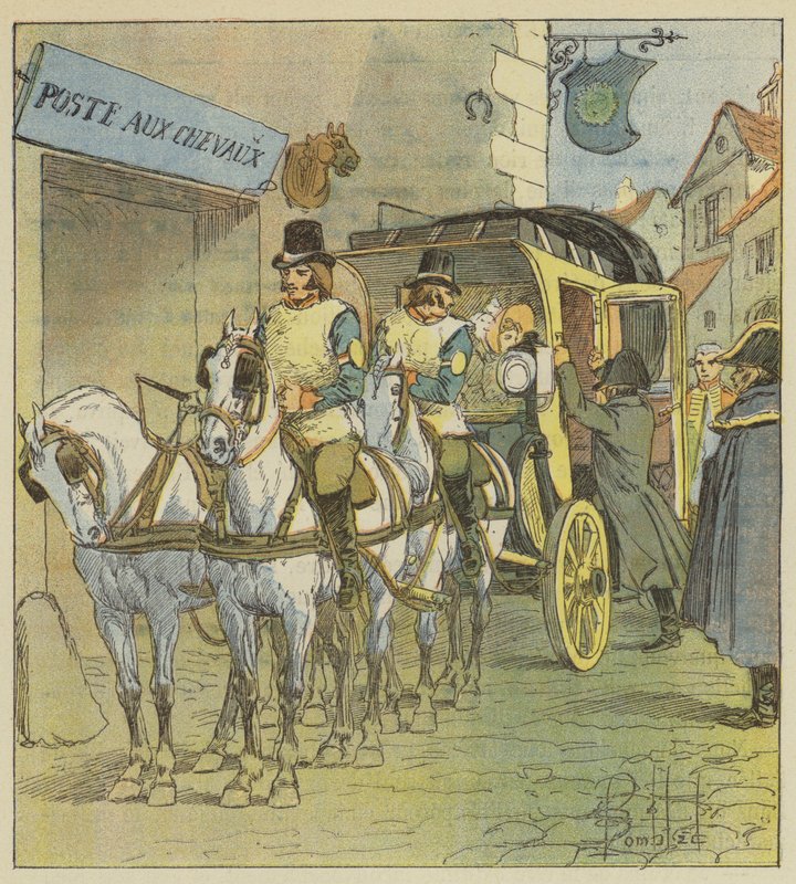 A császár beszáll Marie-Louise autójába alkotó: after Louis Charles Bombled