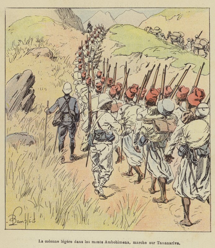 A fényoszlop az Ambohimena-hegységben a Tananariven vonul alkotó: after Louis Charles Bombled