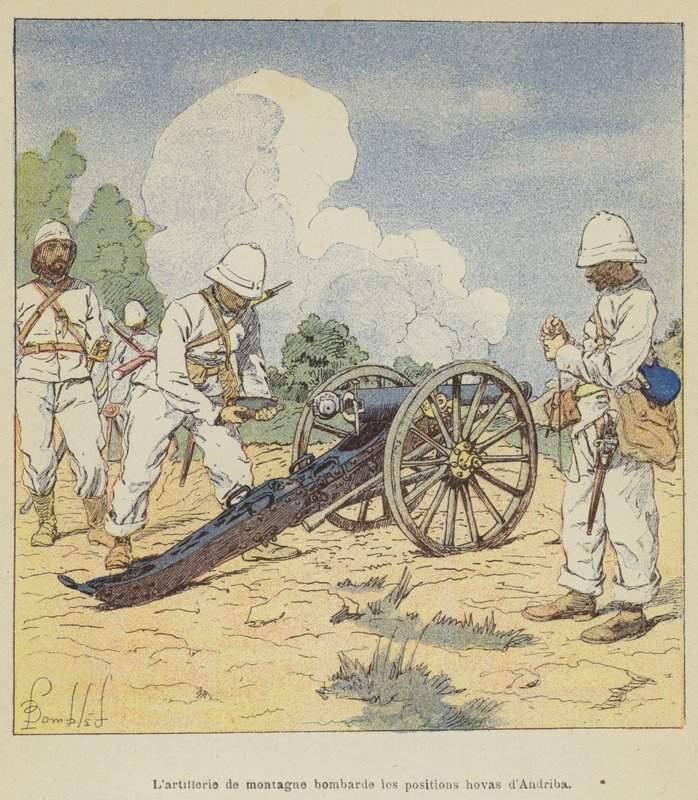 Hegyi tüzérségi lövedékek Andriba hova állások alkotó: after Louis Charles Bombled