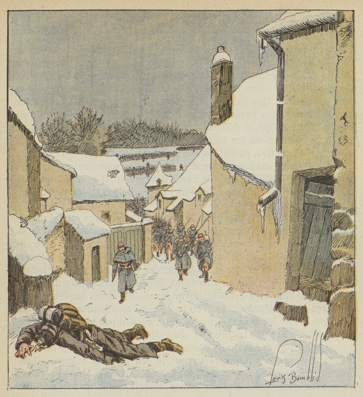 Az 59. menet és Indre-et-Loire mobiljai visszafoglalják Baulle-t az ellenségtől alkotó: after Louis Charles Bombled