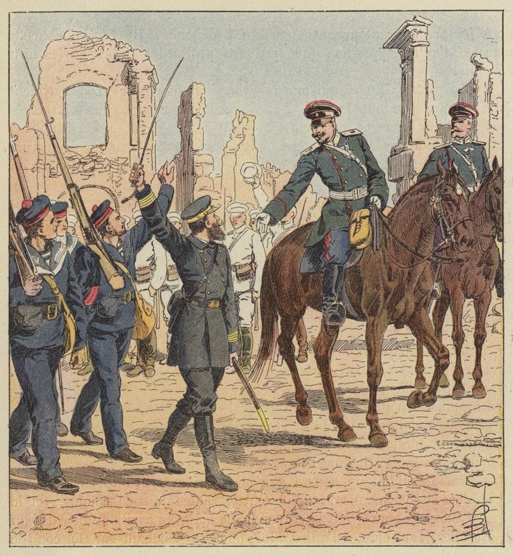 de Marolles kapitány és Stessel tábornok alkotó: after Louis Charles Bombled