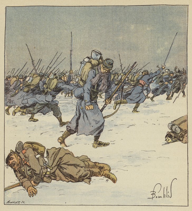 A 10. zászlóalj Martin üldözője egy porosz altiszt testében hagyja szuronyát. alkotó: after Louis Charles Bombled