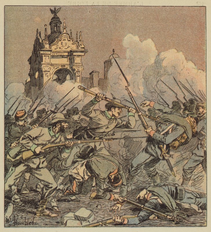 Éjszakai küzdelem a téren alkotó: after Louis Charles Bombled
