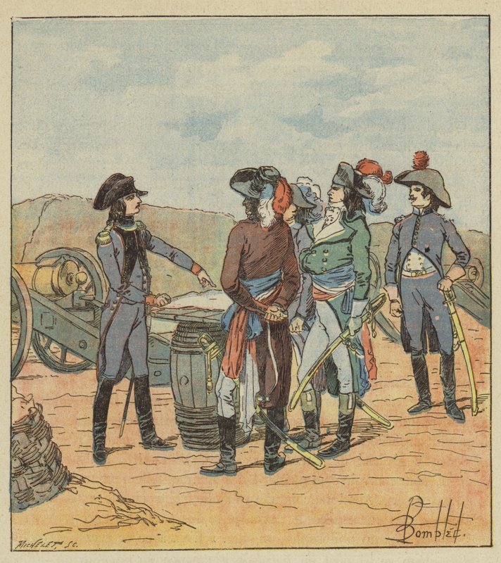 Bonaparte tüzérségi parancsnok kidolgozza tervét a képviselőknek alkotó: after Louis Charles Bombled