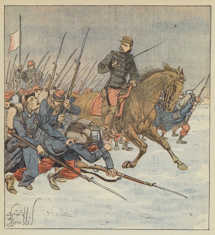 Deflandre tábornok egy zászlóaljat vezet, hogy megtámadja Layest alkotó: after Louis Charles Bombled